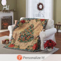Christmas Tree Tapestry Throw, , large